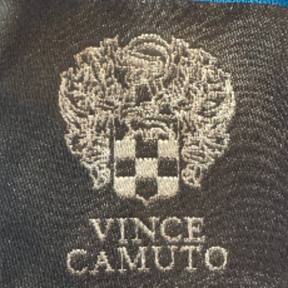 Vince Camuto | Blue & White Sleeveless Shift V Neck Detail Dress - Size 12 - Picture 5 of 5